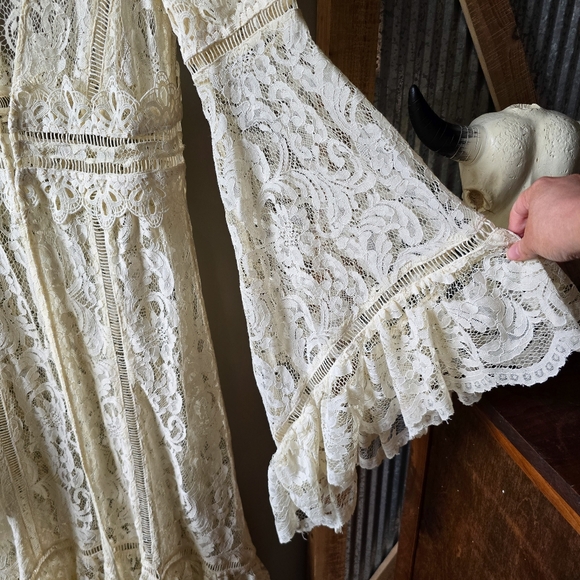 SOLD. Free People Rhiannon Lace Kimono Maxi Top Nwot - Picture 3 of 13